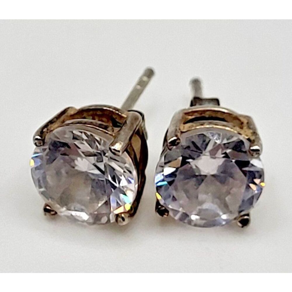 Sterling Silver 2 Carat CZ Crystal Post Stud Earrings 8mm